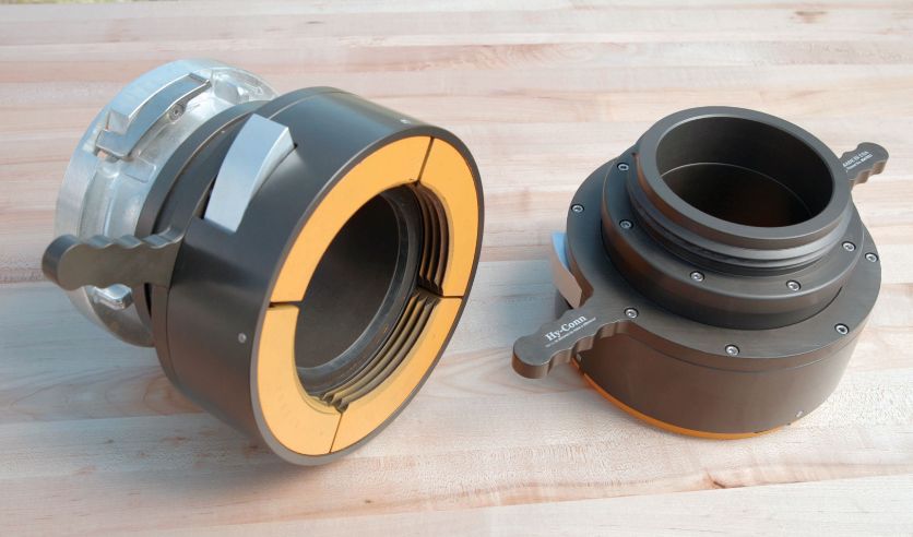 Hy-Conn quick connect fitting on reflective surface